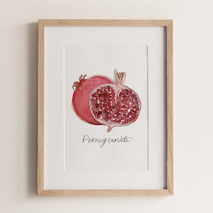 POMEGRANATE | pomegranate print, art print, fruit art, fruit wall decor, kitchen wall art, minimalist wall art, food wall art, food print