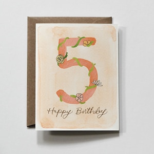 CINQ | Carte de voeux de 5e anniversaire, carte de cinquième anniversaire, carte pour le cinquième anniversaire, carte d'anniversaire de cinq ans, cinquième anniversaire, carte de 5e anniversaire