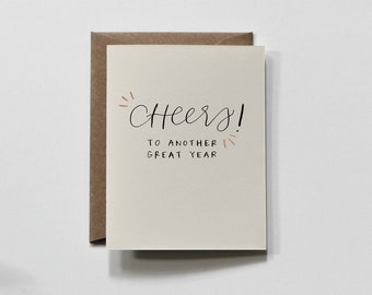 CHEERS | birthday greeting card, cheers birthday card, calligraphy cheers, birthday card for him, birthday card for dad, cheers card