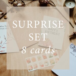 SURPRISE SET of 8 greeting cards | variety pack, random assortment, grab bag, surprise set, stationery deal, card stash, greeting card set