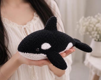 シャチのあみぐるみ編み図 – シャチのぬいぐるみ – シャチの編みぐるみ – クジラの編み図 – 英語 | PDFファイル