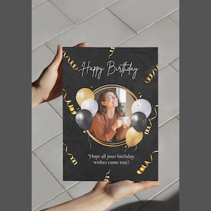 Karte zum Geburtstag | Bearbeitbare und herunterladbare Vorlage | Moderner Stil | Sofort-Druck-Datei | Benutzerdefinierter Text | Einzigartiges Partydesign