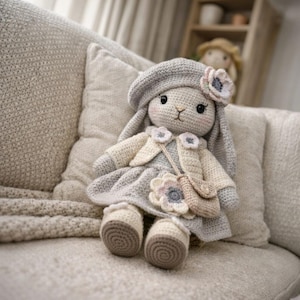 Mönster för söt virkad kanindocka – Mönster för söt kanin – Virkmönster för amigurumikanin – Stickad flickkanin (komplett PDF-mönster) – Svenska