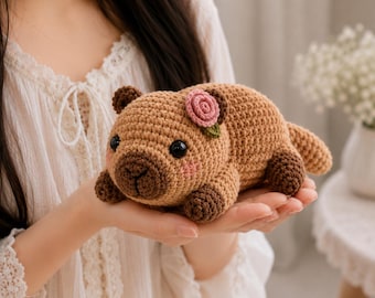 あみぐるみカピバラのかぎ針編みパターン |カピバラのパターン |カピバラのあみぐるみぬいぐるみ柄 |カピバラギフト |動物のかぎ針編み – 英語PDF