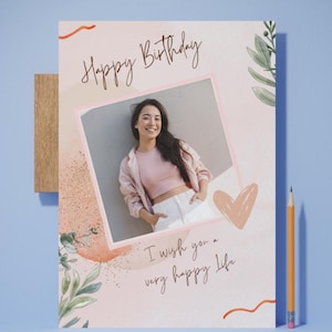 Modelo de Cartão de Aniversário | Arquivo Digital Editável para Impressão | Download Instantâneo | Design Minimalista | Texto Personalizado para Todas as Idades e Gêneros