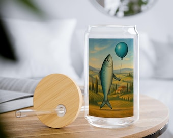 Sardine Girl Sipper Glass: Whimsical Fish Cup, Eco-Friendly Drinkware