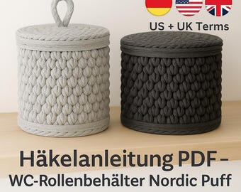 Nordic Puff Toilet Roll Holder Crochet Pattern – German + English PDF