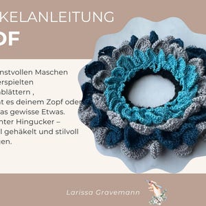 Virka en norrskens-scrunchie – Instruktioner på tyska och engelska