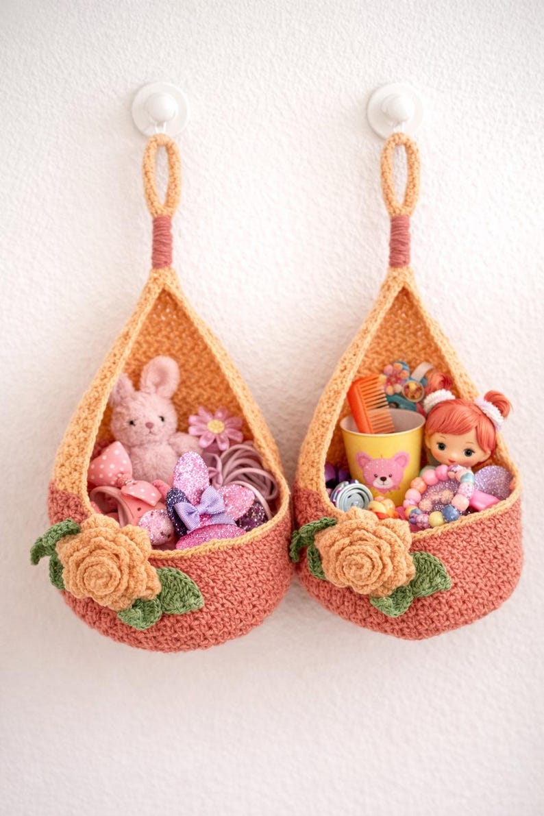 PDF Crochet Pattern for a Hanging Flower Nest Basket, Crocheted Wall ...