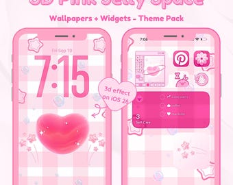 3D Pink Jelly Space Wallpaper and Widget Pack | iPhone, iPad, Desktop Folders | Cute Hearts, Stars & Bubbles for iOS, iPadOS, Android iOS26