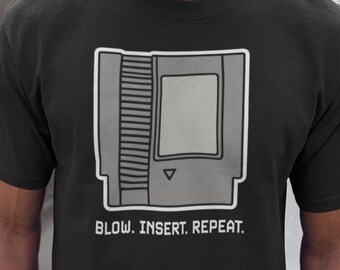 Camiseta con repetición de inserción de soplado, camiseta retro de juegos, nostalgia de videojuegos, regalo para gamers
