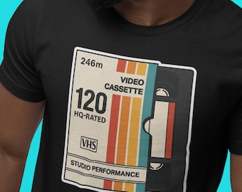 VHS-shirt, videocassette-T-shirt, fysieke media, cadeau filmbuff