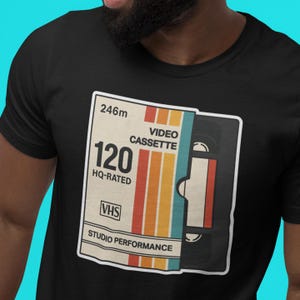 Camiseta retro de casete VHS: divertida camiseta de cinta de video de los 90, regalo de nostalgia milenaria
