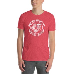 Pregúntame sobre mi colección de POG, camiseta de la colección POGS, nostalgia de los juguetes de los 90, regalo millennial Heather Red