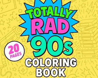 90er Jahre Malbuch Vol 1 PDF zum Ausdrucken, Malseiten für Erwachsene, Retro Nostalgie Download