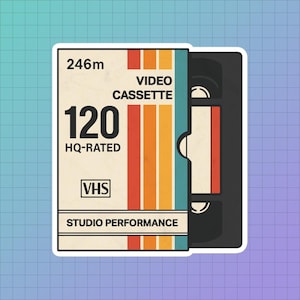 VHS Tape Sticker, Retro 90s Cassette Decal, Vintage Video Label Design, Y2K Aesthetic, Millennial Gift, Nostalgic Laptop Sticker