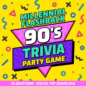 Flashback Millennial Vol. 1: Juego de trivia de los 90 para adultos, divertidas tarjetas imprimibles, baraja de juegos retro, descarga digital en PDF