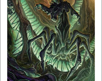 8.5x11" Fantasy Art Print Warlord Khilkhameth Demon Druid Drider Lich Spider Horror Dark Undead D&D Saga Storm Card Wall Decor Poster Urbach