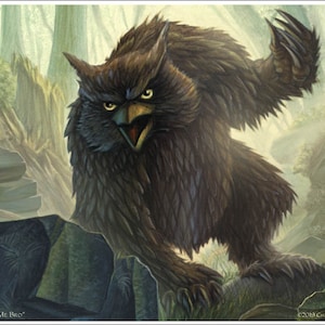 11x8.5&quot; Fantasy Art Print OwlBear Owl Bear Chonky Monster Tabletop RPG Game Room Poster Cryptid Forest Vintage Retro 80&#39;s Come at Me Bro