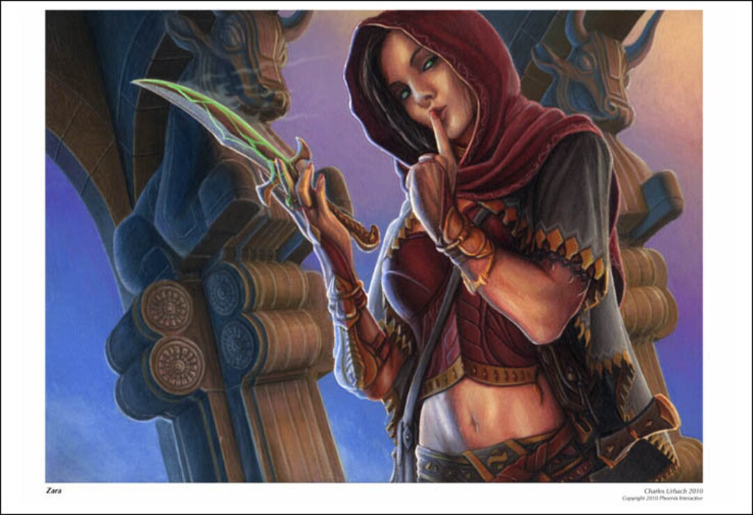 19x13 Fantasy Art Print Warlord Zara Female Woman Assassin