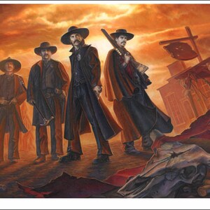 19" x 13" Western Steampunk Art Print Gunslinger Wyatt Earp Doc Holiday Tombstone Cowboy Old Wild Weird West Dark Tower Poster Wall Decor