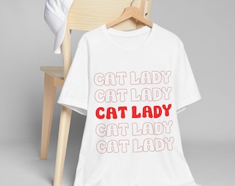 Cat Lady Unisex Jersey T-Shirt, Cute Cat Lover Gift, Casual Tee for Cat Owners, Perfect for Birthdays, Pet Lovers, Everyday Wear