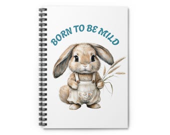 Born To Be Mild Bunny Journal | Cute Pastel Notebook | Soft Aesthetic Diary | Funny Bunny Gift | Cottagecore Stationery | Calm Vibes Journa