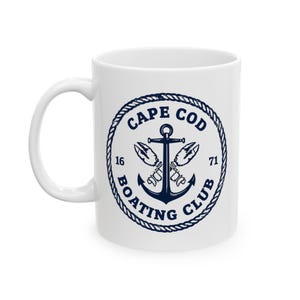 Cape Cod Boating Club Mug | Nautical Coffee Cup | Coastal Grandmother Aesthetic | Sailboat Mug | New England Summer Gift | Preppy Boat Lover