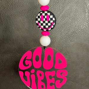 Car Charm | Good Vibes | Rearview Mirror Charm | Hanging Car Charm | Beaded Car Charm