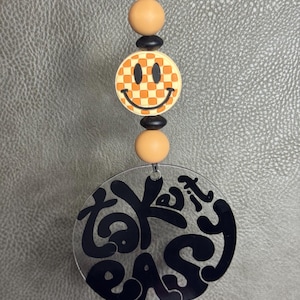 Car Charm | Take It Easy | Rearview Mirror Charm | Hanging Car Charm | Beaded Car Charm