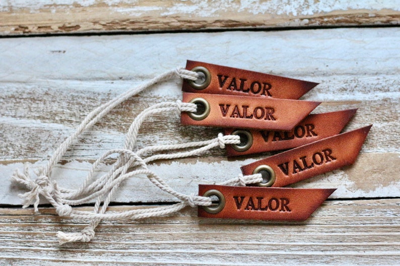 custom hand stamped leather flags natural unpainted image 5