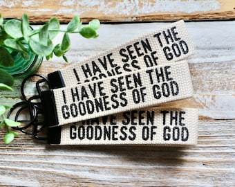 i have seen the goodness of God canvas keychain wristlet