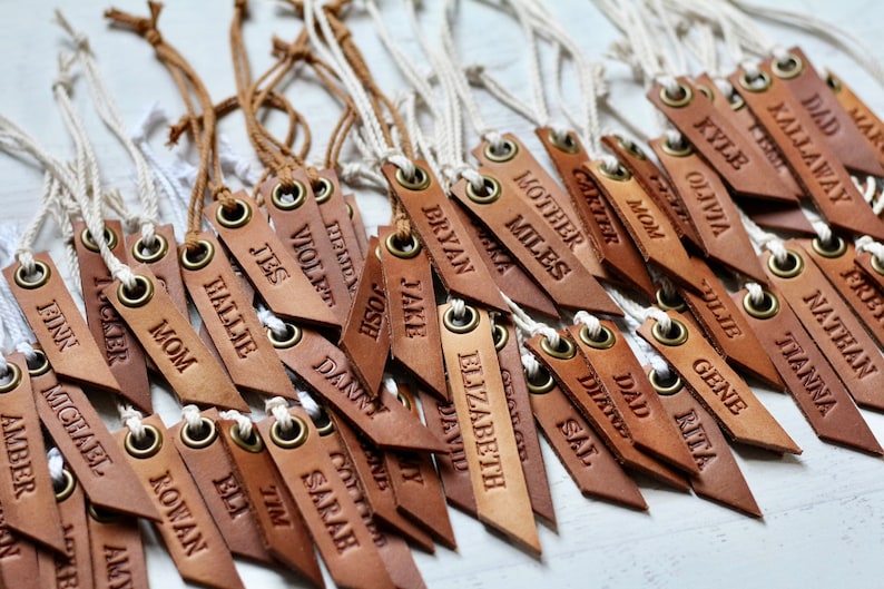 custom hand stamped leather flags natural unpainted image 1