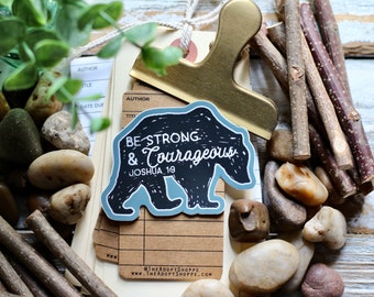 Wees sterk en moedig beer (Jozua 1:9) waterdichte vinylsticker de