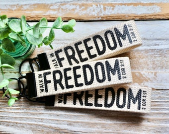 walk in FREEDOM canvas keychain wristlet