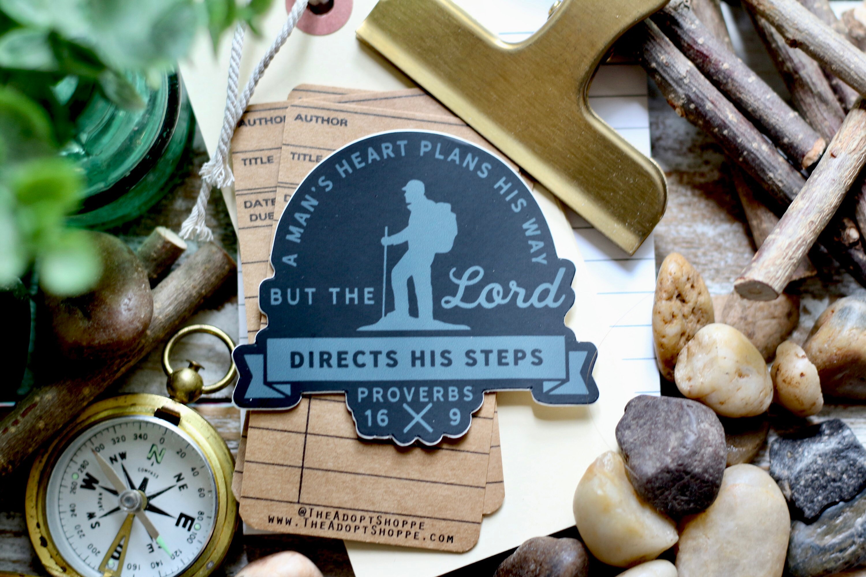 a man's heart plans his way, but the Lord directs His steps (Proverbs 16:9) waterproof vinyl sticker