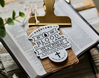 Blood of the Lamb + word of their testimony (Revelation 12:11) vinyl sticker decal