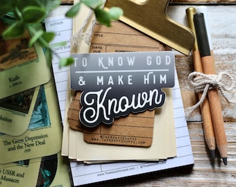 to know God & make Him known Classical Conversations black waterproof vinyl sticker decal