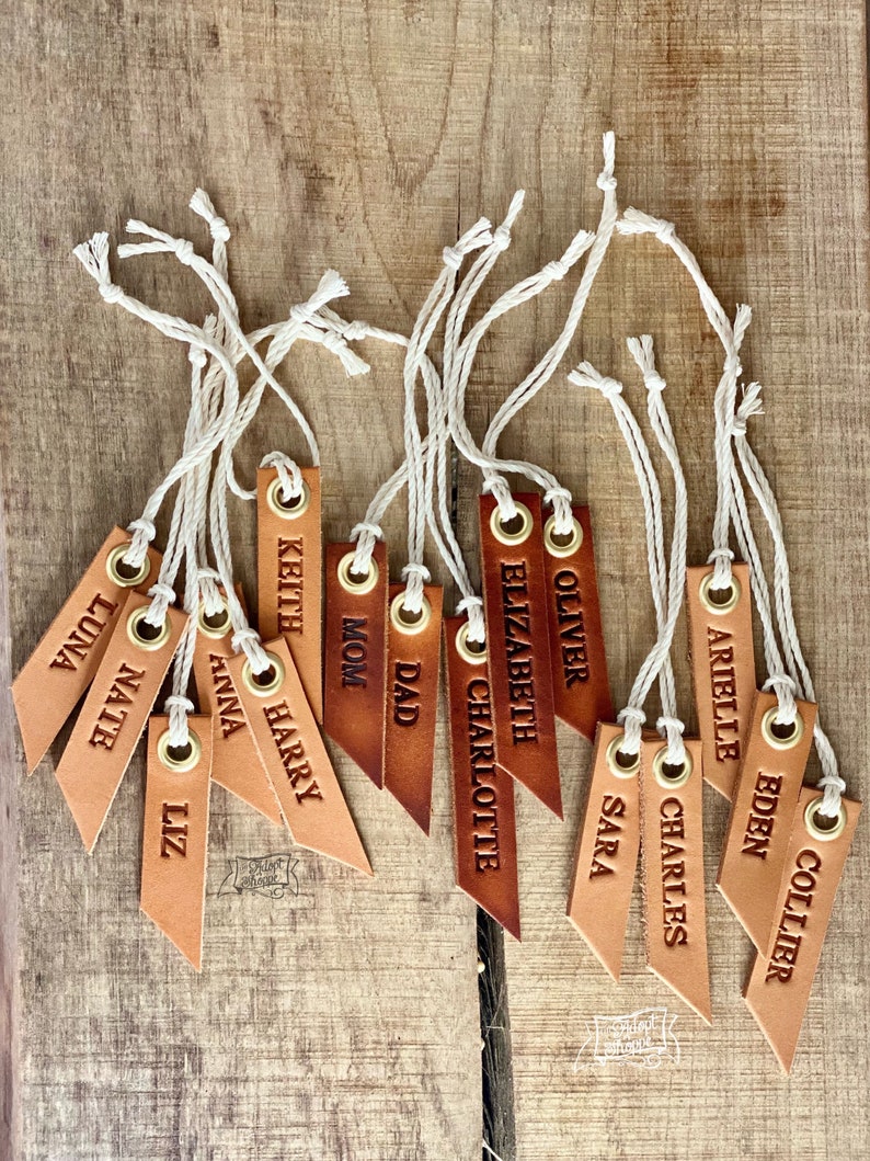 custom hand stamped leather flags natural unpainted image 7