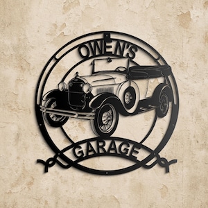 1929 Ford Model T Custom Metal Garage Sign - Vintage Car Wall Art - Personalized Classic Car Decor