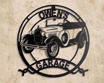 1929 Ford Model T Custom Metal Garage Sign - Vintage Car Wall Art - Personalized Classic Car Decor