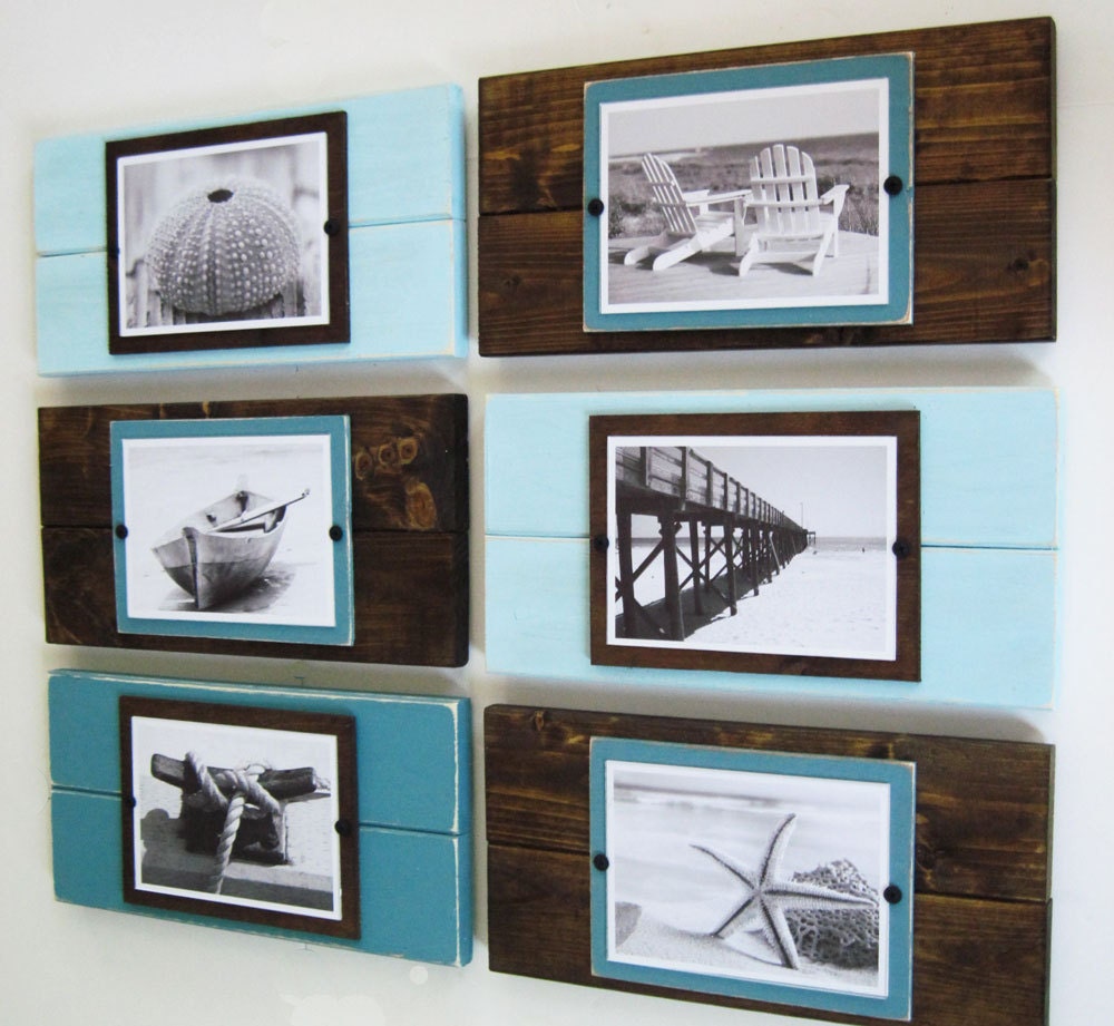 Wall Grouping Set of Six Plank Frames for 5x7 Pictures Etsy