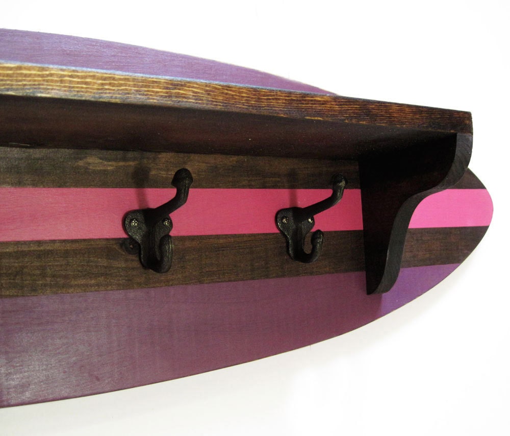 Surfboard Shelf Coat Rack 28 Pink and Plum Etsy