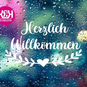 Türschild Herzlich Willkommen aufkleber / Hauseingang Sticker / Haustür Willkommen