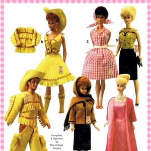 PDF Barbie & Ken Dolls Vintage 60s Western Wear McCall's 7430 Vintage Sewing Pattern