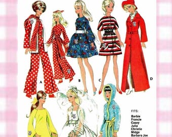 PDF Barbie Doll Teen Fashion McCall's 2123 Vintage Sewing Pattern