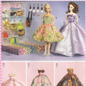 PDF Barbie Doll Dresses, Gowns & Accessories McCall's 6903 Sewing Pattern