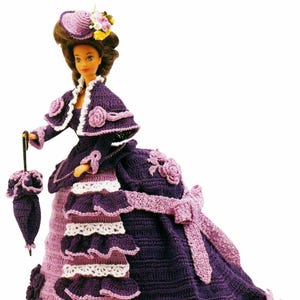 PDF Viktorianische Dame Kostüm, Mütze & Sonnenschirm Vintage Barbie Häkelanleitung
