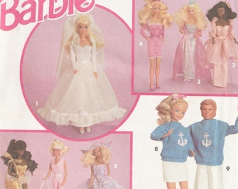 PDF Simplicity Barbie & Friends’ Wardrobe Fashion Dolls Retro 90s Vintage 8518 Sewing Pattern