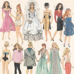 PDF McCall's Barbie La Boutique French Look Clothes Vintage Fashion Dolls 3880 Sewing Pattern